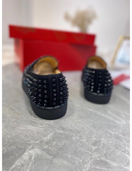 Cheap Reps Christian Louboutin Mens Roller-boat Flat Sneakers Black