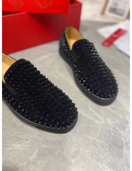 Cheap Reps Christian Louboutin Mens Roller-boat Flat Sneakers Black
