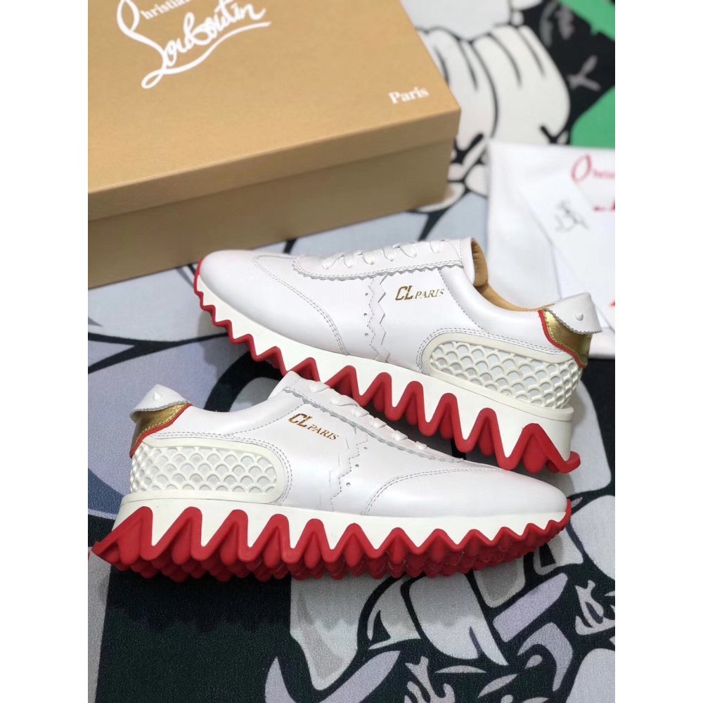 Cheap Reps Christian Louboutin Mens Loubishark Sneakers In White Leather