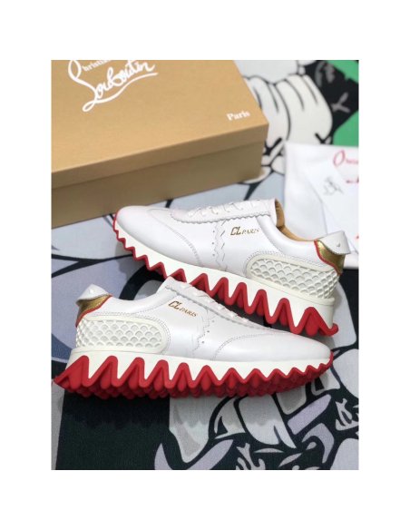 Cheap Reps Christian Louboutin Mens Loubishark Sneakers In White Leather
