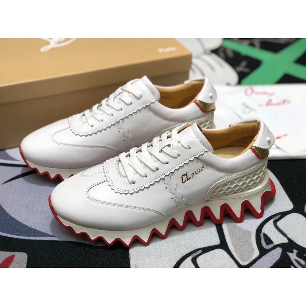 Cheap Reps Christian Louboutin Mens Loubishark Sneakers In White Leather