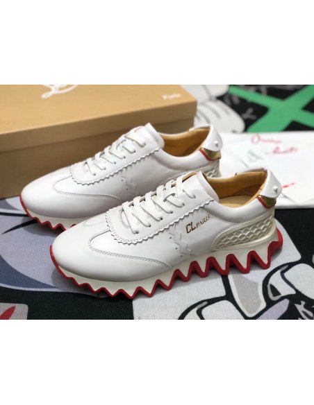Cheap Reps Christian Louboutin Mens Loubishark Sneakers In White Leather
