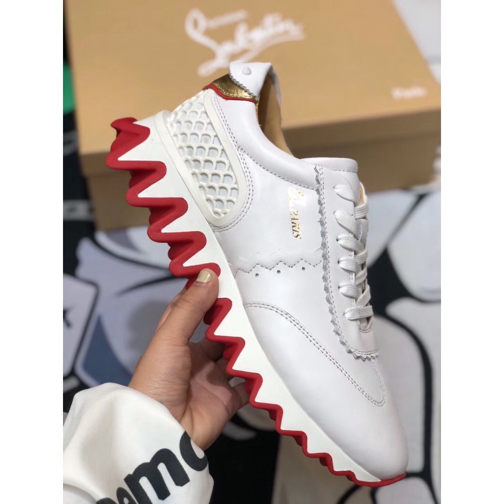 Cheap Reps Christian Louboutin Mens Loubishark Sneakers In White Leather
