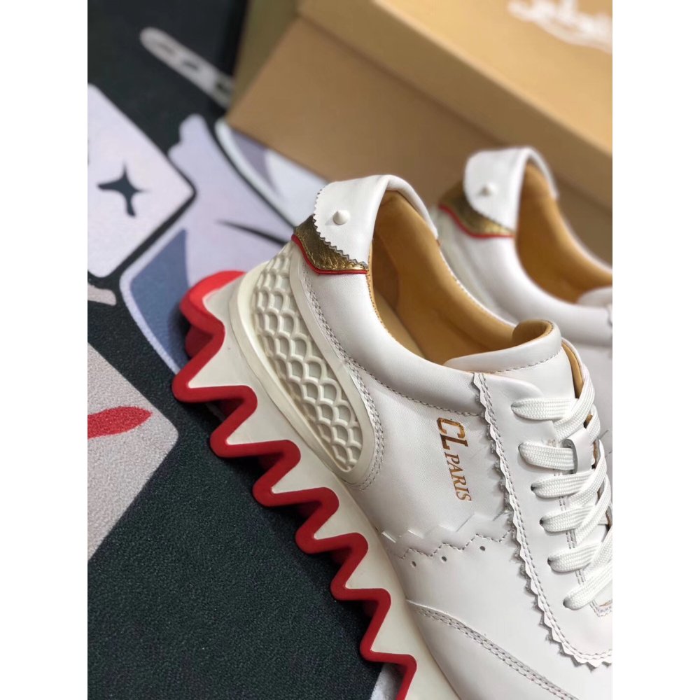 Cheap Reps Christian Louboutin Mens Loubishark Sneakers In White Leather