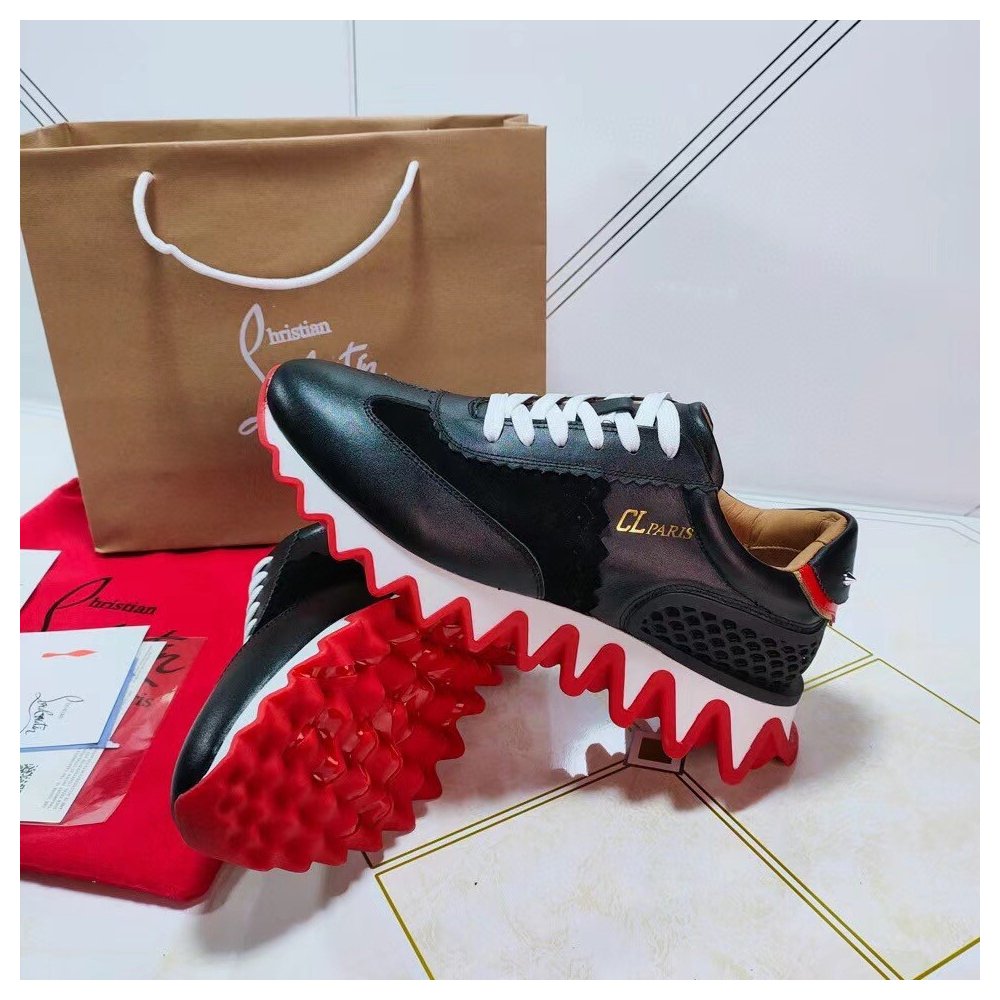 Cheap Reps Christian Louboutin Mens Loubishark Sneakers In Black Leather