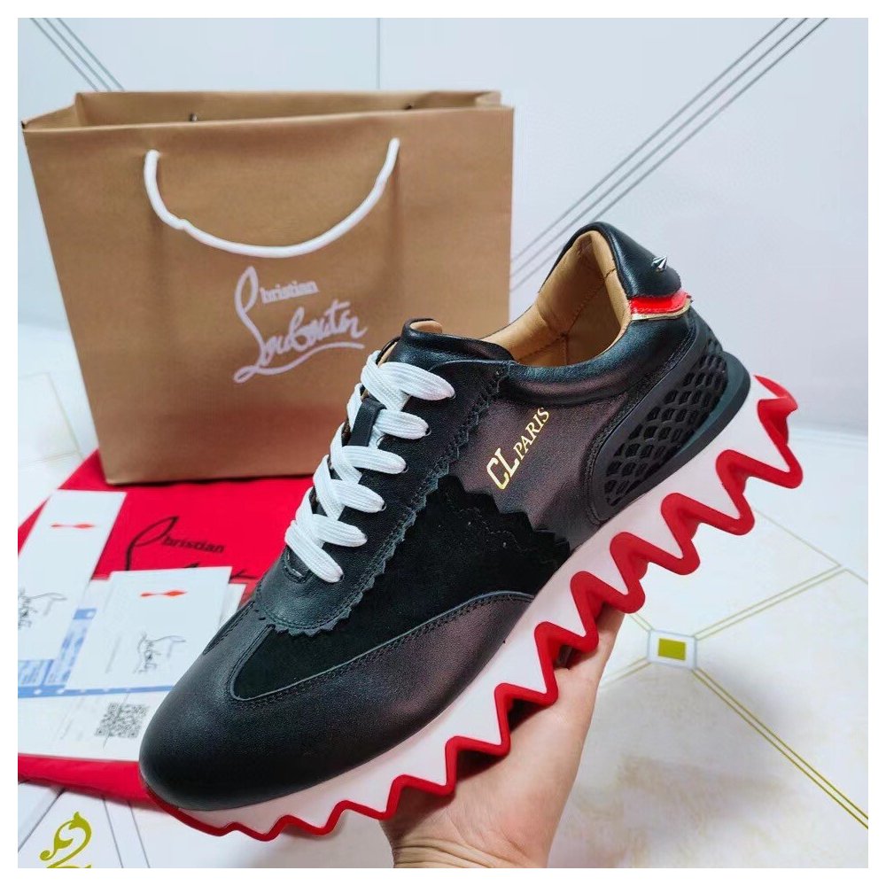Cheap Reps Christian Louboutin Mens Loubishark Sneakers In Black Leather