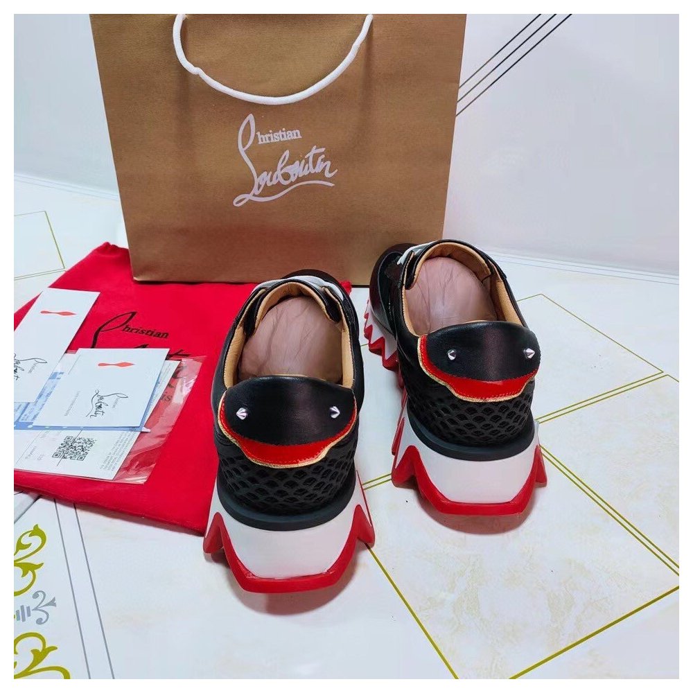 Cheap Reps Christian Louboutin Mens Loubishark Sneakers In Black Leather