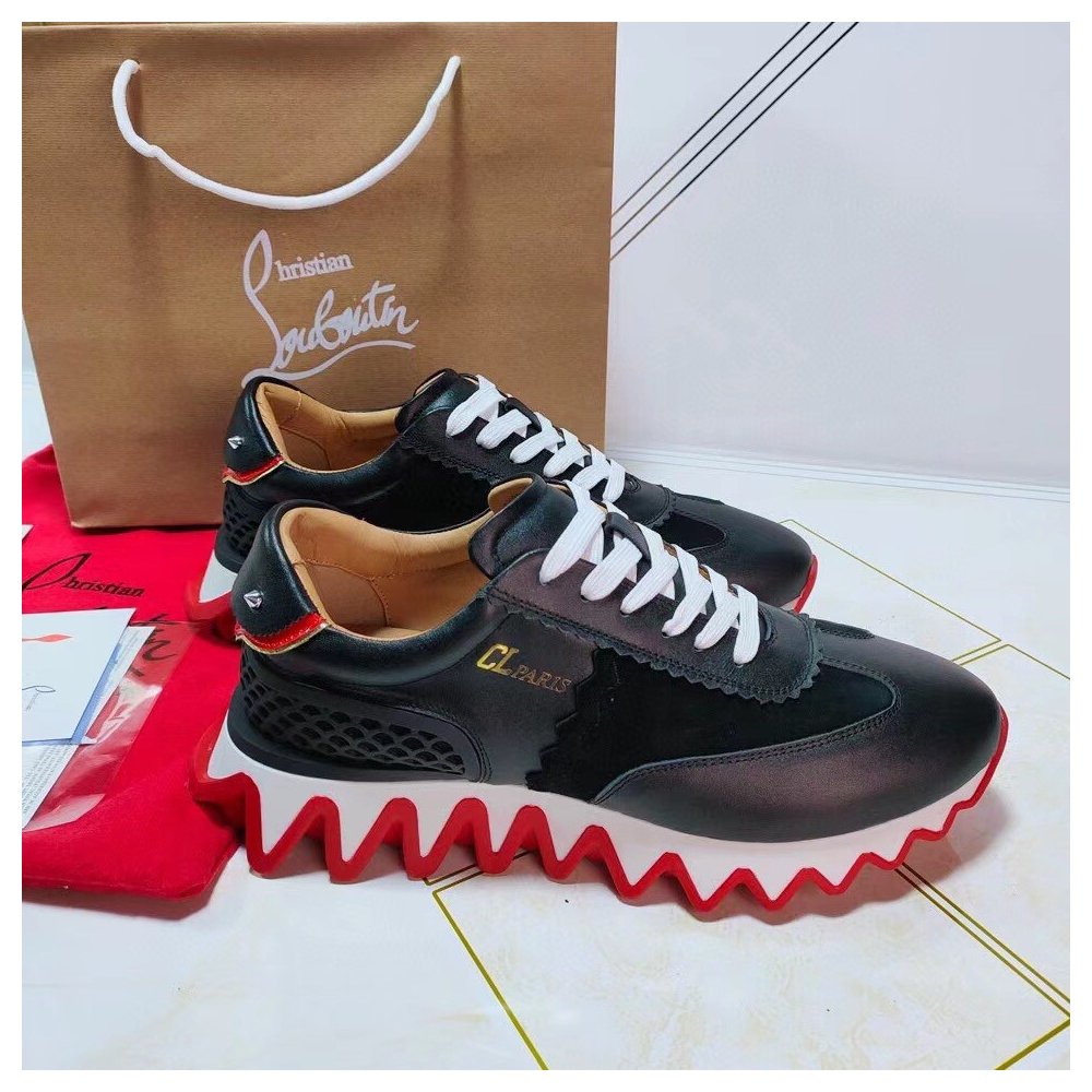 Cheap Reps Christian Louboutin Mens Loubishark Sneakers In Black Leather
