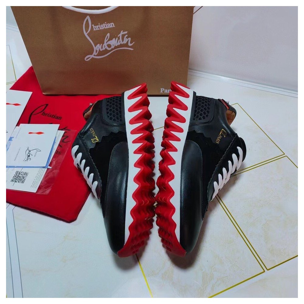 Cheap Reps Christian Louboutin Mens Loubishark Sneakers In Black Leather