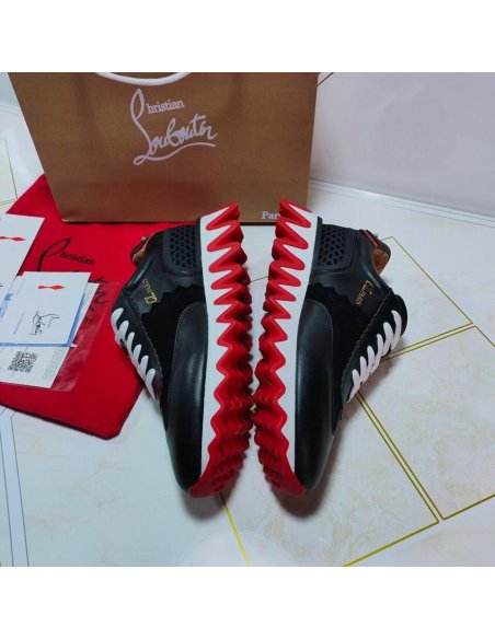 Cheap Reps Christian Louboutin Mens Loubishark Sneakers In Black Leather