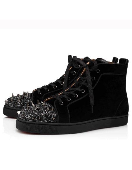 Cheap Reps Christian Louboutin Mens Lou Pik Pik Strass Flat Sneakers Black