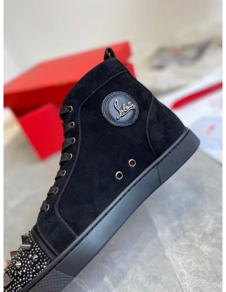 Cheap Reps Christian Louboutin Mens Lou Pik Pik Strass Flat Sneakers Black