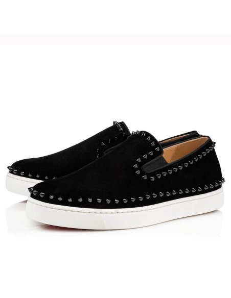 Cheap Reps Christian Louboutin Mens Pik Boat Flat Sneakers Black