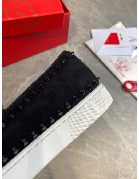 Cheap Reps Christian Louboutin Mens Pik Boat Flat Sneakers Black