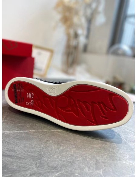 Cheap Reps Christian Louboutin Mens Pik Boat Flat Sneakers Black