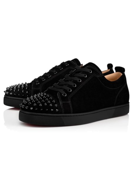 Cheap Reps Christian Louboutin Mens Louis Junior Spikes Orlato Flat Sneakers Black