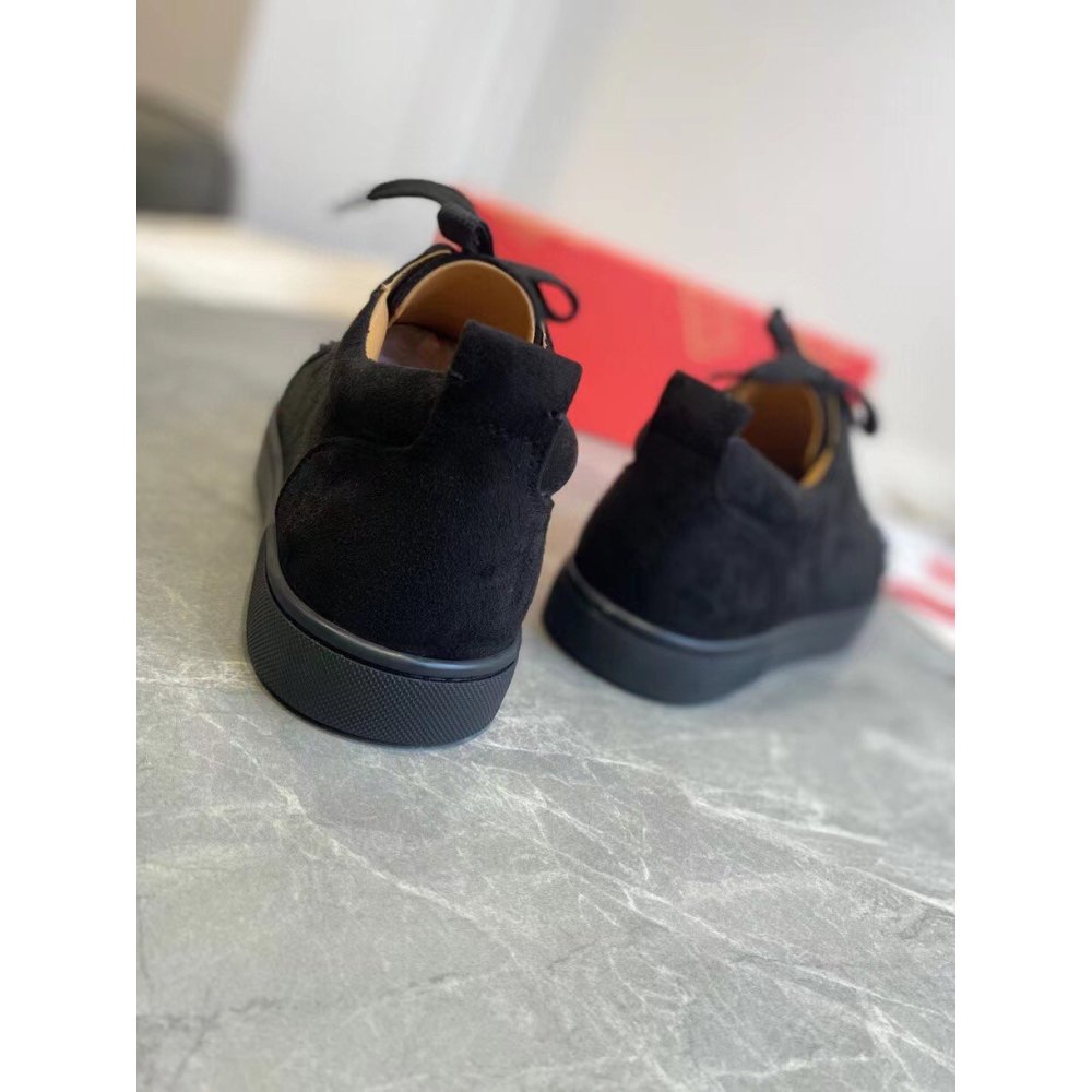 Cheap Reps Christian Louboutin Mens Louis Junior Spikes Orlato Flat Sneakers Black