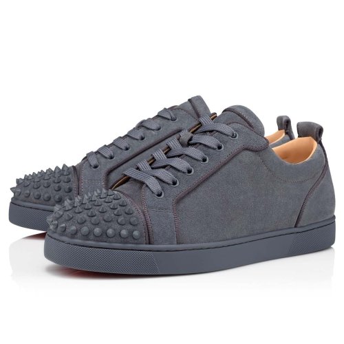 Cheap Reps Christian Louboutin Mens Louis Junior Spikes Orlato Flat Sneakers Grey