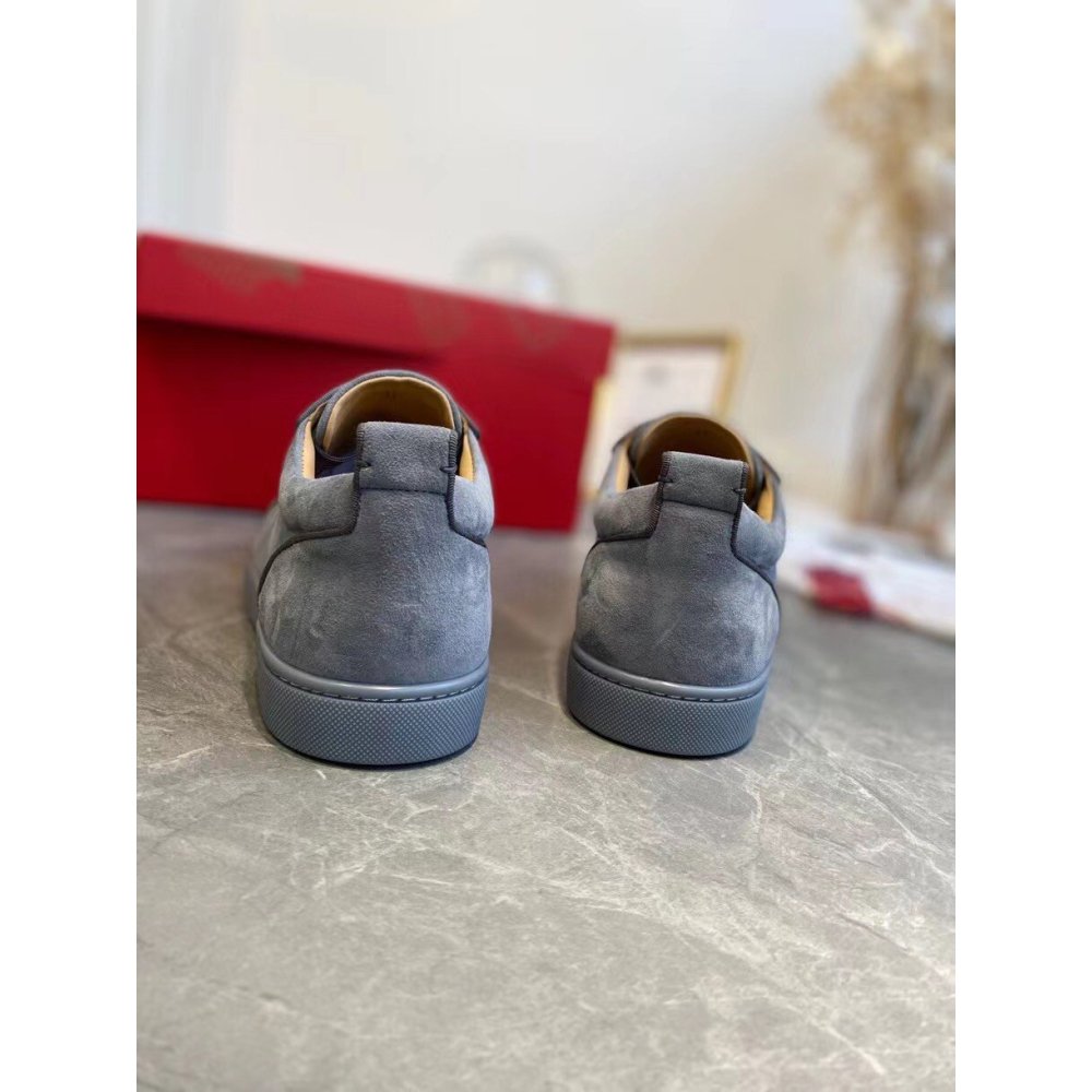 Cheap Reps Christian Louboutin Mens Louis Junior Spikes Orlato Flat Sneakers Grey