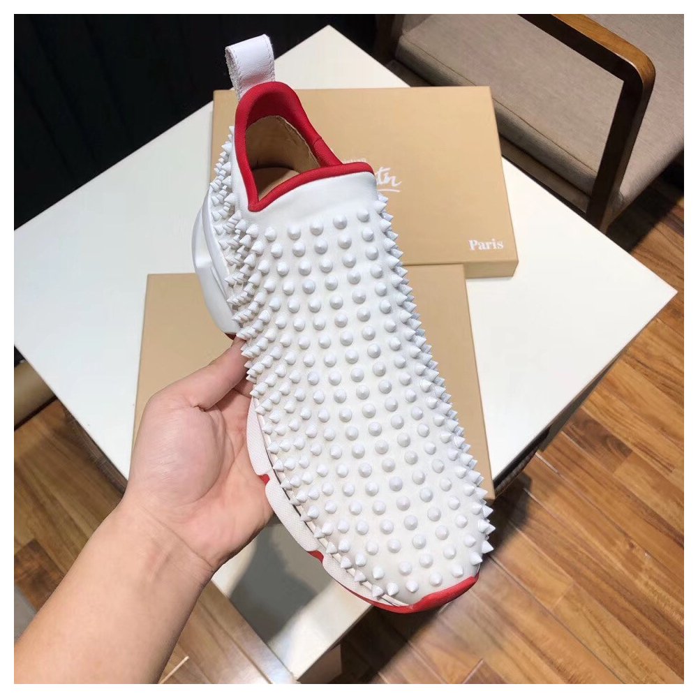Cheap Reps Christian Louboutin Mens Spike Sock Donna Sneakers White