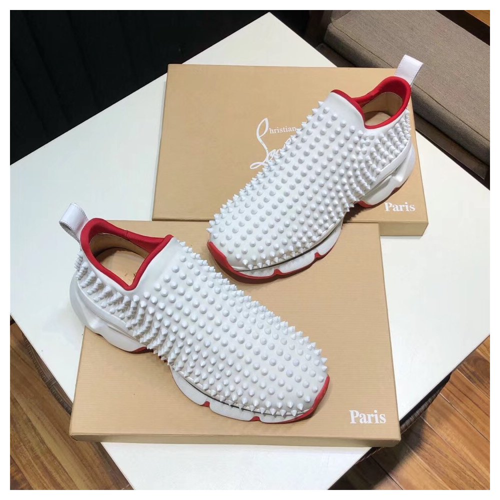 Cheap Reps Christian Louboutin Mens Spike Sock Donna Sneakers White