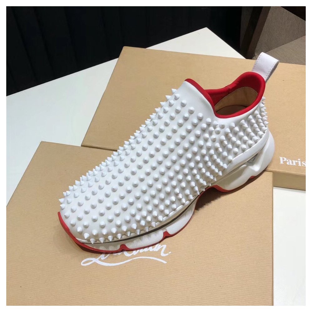 Cheap Reps Christian Louboutin Mens Spike Sock Donna Sneakers White