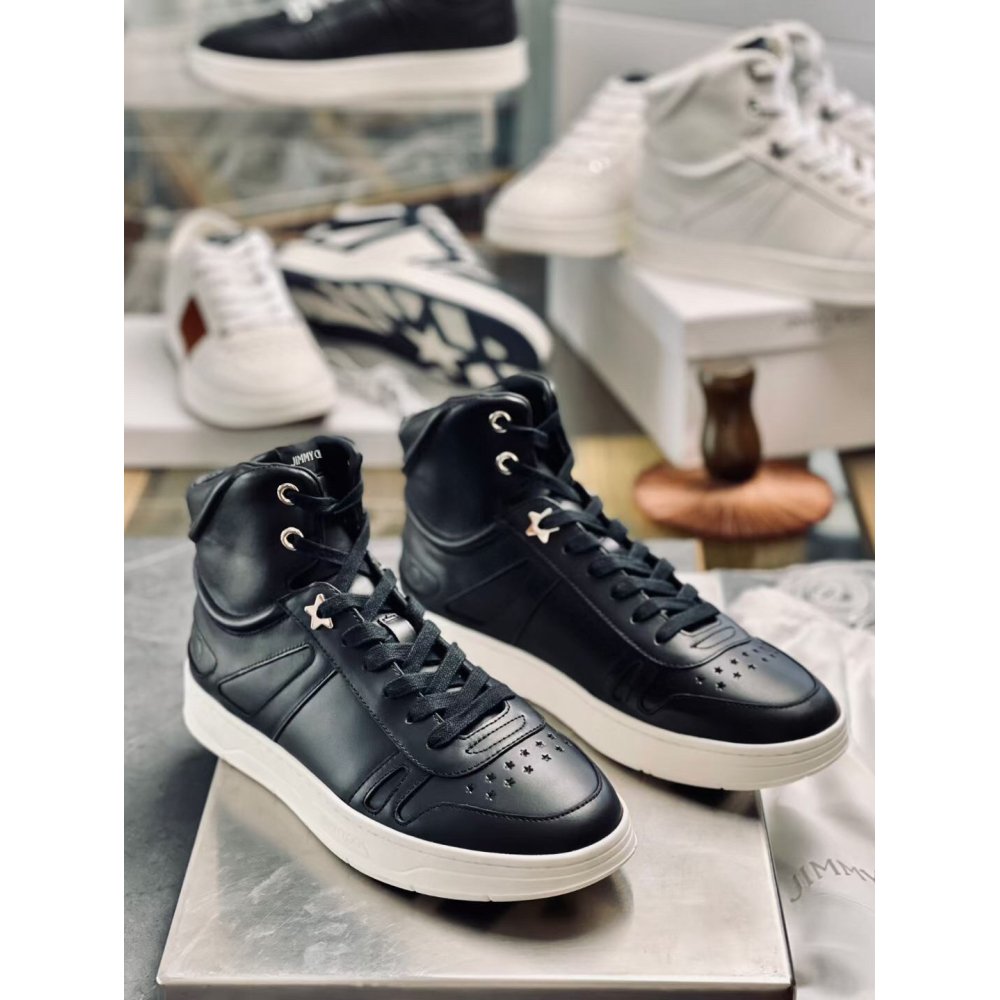 Cheap Reps Jimmy Choo Mens Hawaii High-top Sneaker In Black Leather