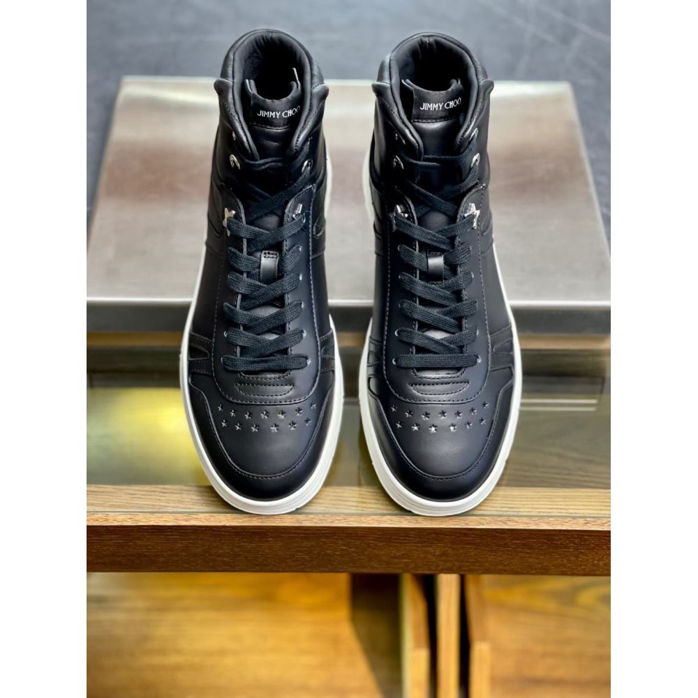 Cheap Reps Jimmy Choo Mens Hawaii High-top Sneaker In Black Leather