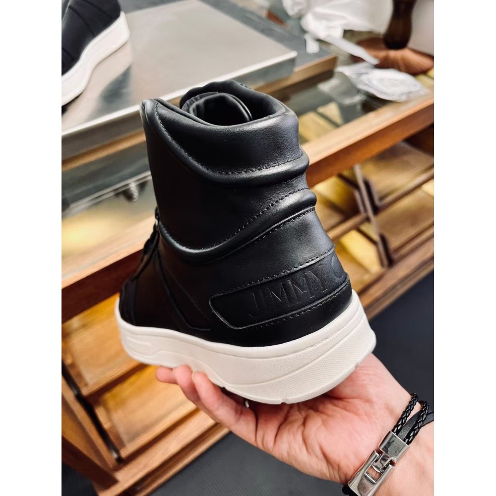 Cheap Reps Jimmy Choo Mens Hawaii High-top Sneaker In Black Leather
