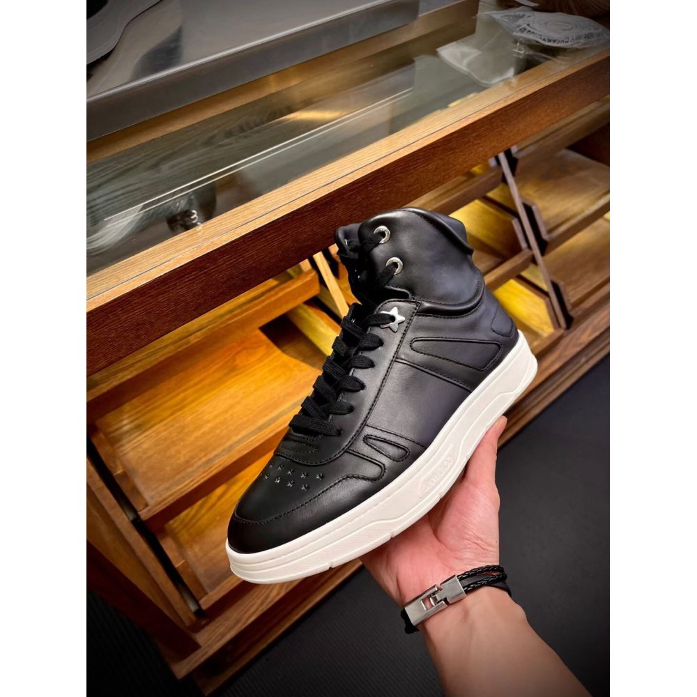 Cheap Reps Jimmy Choo Mens Hawaii High-top Sneaker In Black Leather