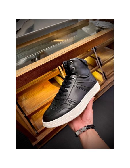 Cheap Reps Jimmy Choo Mens Hawaii High-top Sneaker In Black Leather
