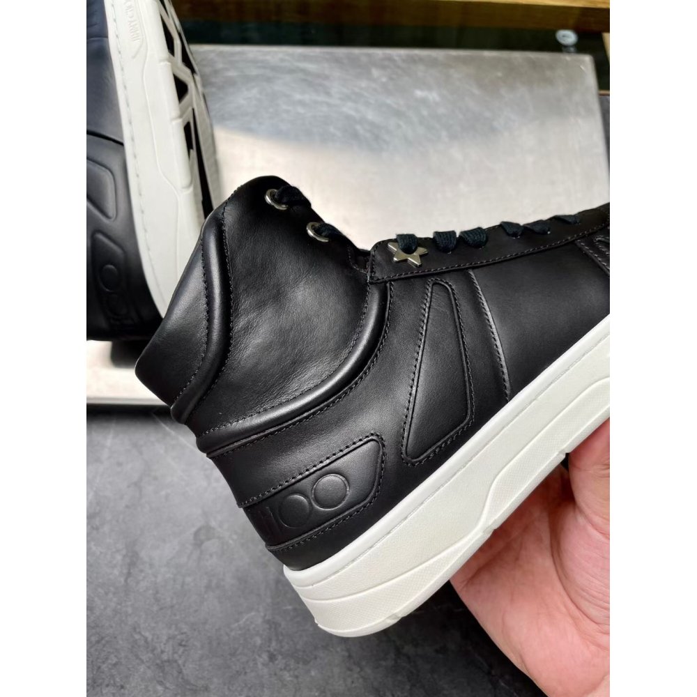 Cheap Reps Jimmy Choo Mens Hawaii High-top Sneaker In Black Leather