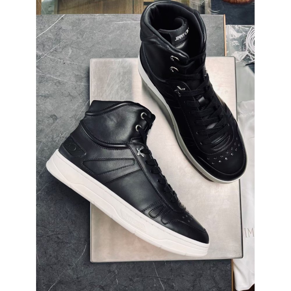 Cheap Reps Jimmy Choo Mens Hawaii High-top Sneaker In Black Leather