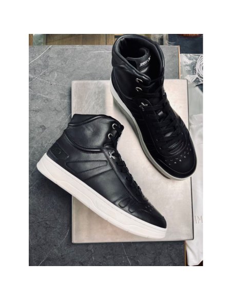 Cheap Reps Jimmy Choo Mens Hawaii High-top Sneaker In Black Leather