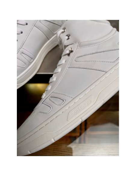 Cheap Reps Jimmy Choo Mens Hawaii High-top Sneaker In White Leather