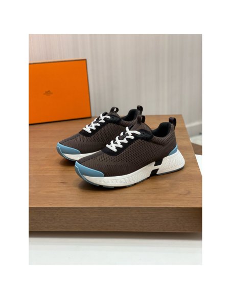 Cheap Reps Hermes Heros Sneakers in Black Knit and Black Suede