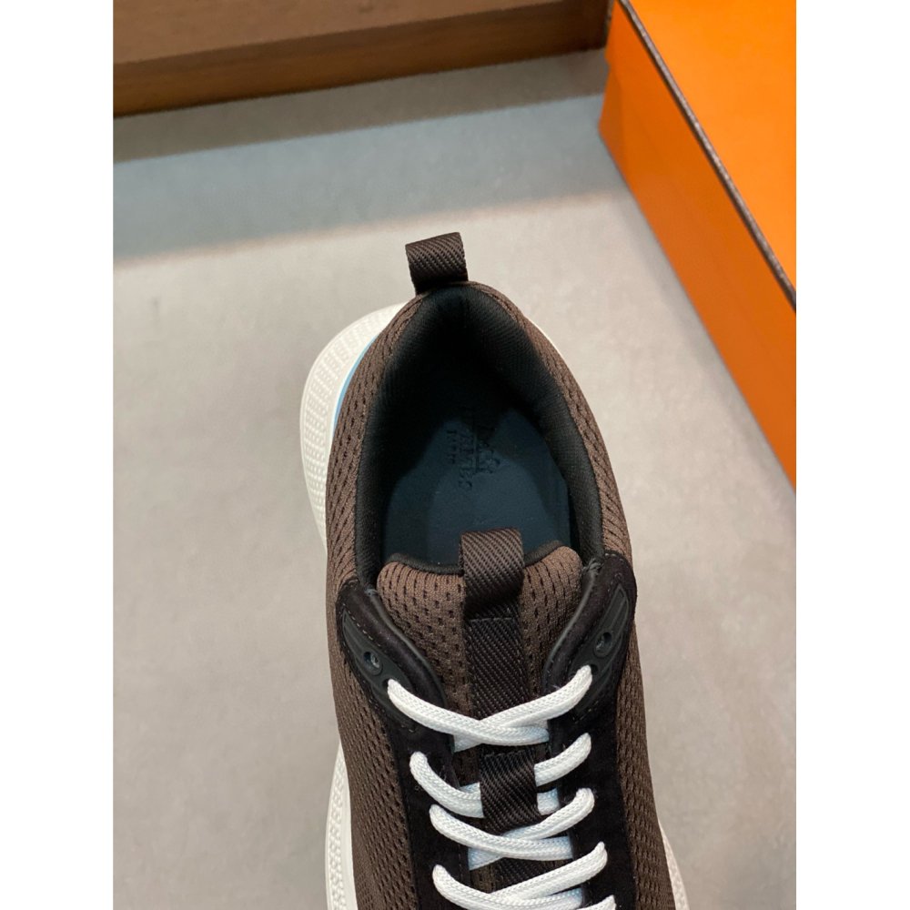 Cheap Reps Hermes Heros Sneakers in Black Knit and Black Suede
