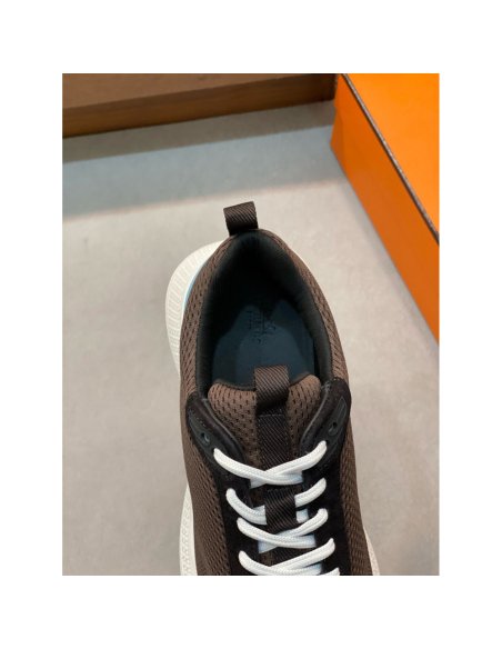 Cheap Reps Hermes Heros Sneakers in Black Knit and Black Suede