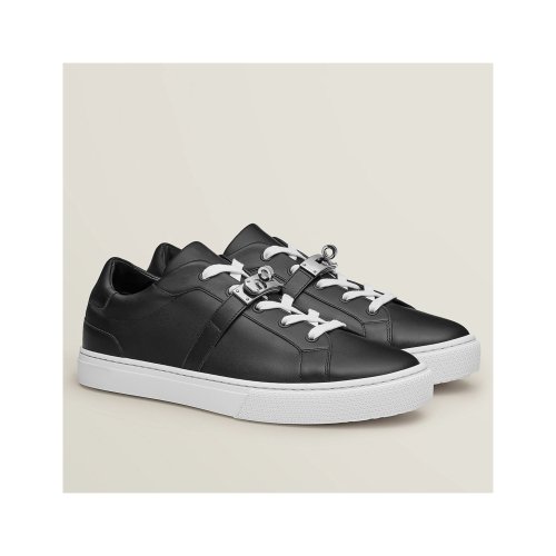 Cheap Reps Hermes Mens Day Sneakers in Black Leather