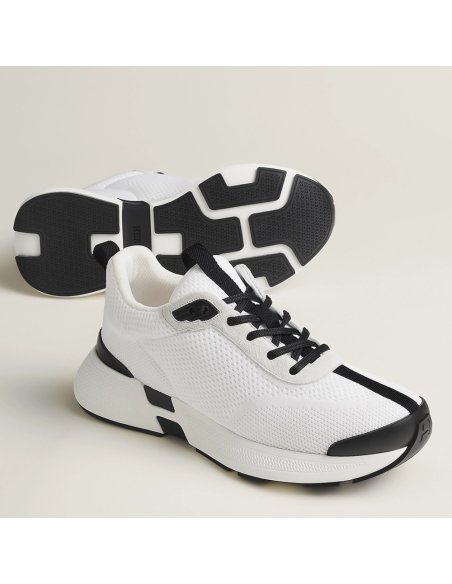 Cheap Reps Hermes Heros Sneakers in White Technical Knit
