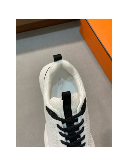 Cheap Reps Hermes Heros Sneakers in White Technical Knit