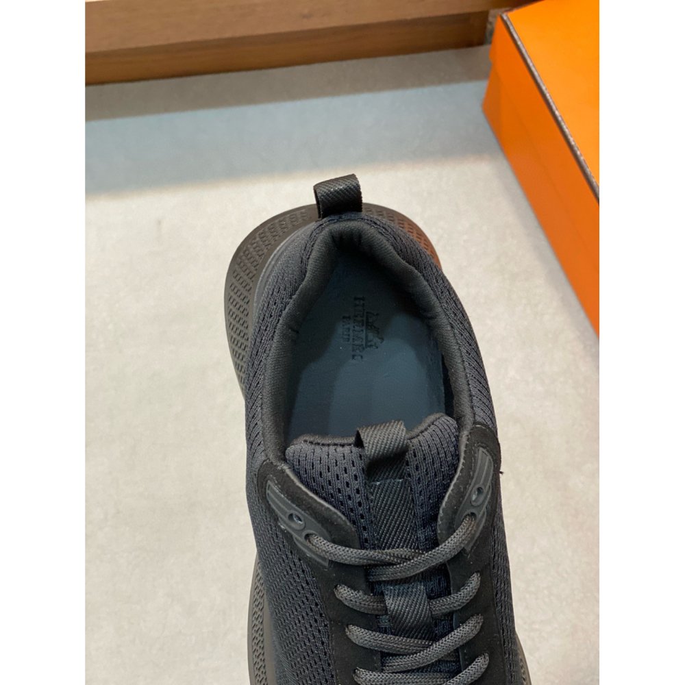Cheap Reps Hermes Heros Sneakers in Noir Technical Knit