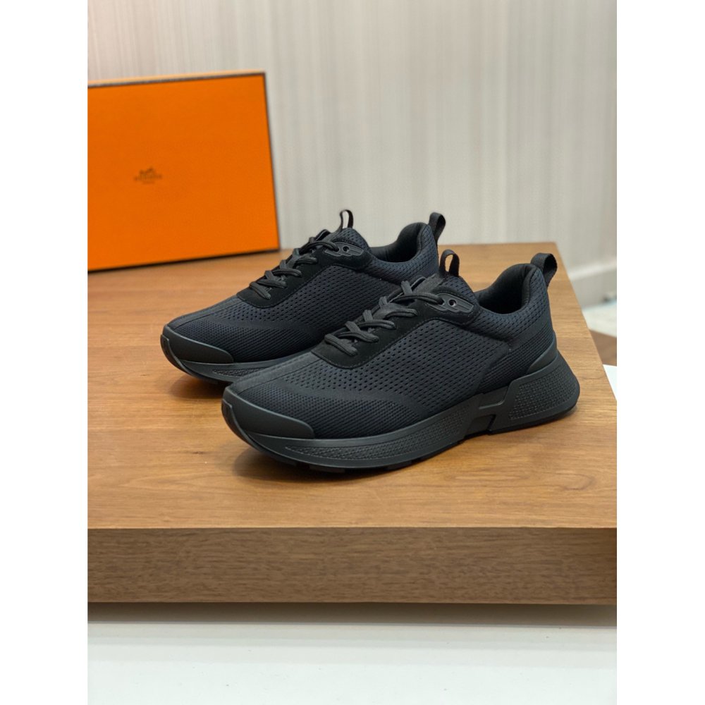 Cheap Reps Hermes Heros Sneakers in Noir Technical Knit