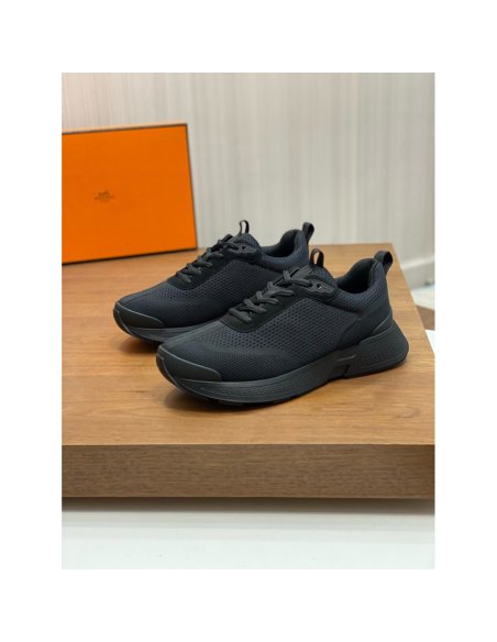 Cheap Reps Hermes Heros Sneakers in Noir Technical Knit