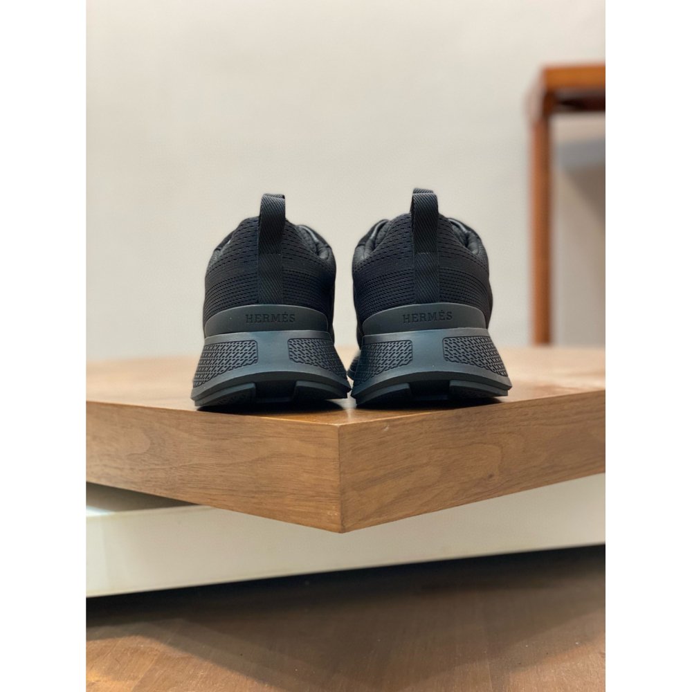 Cheap Reps Hermes Heros Sneakers in Noir Technical Knit