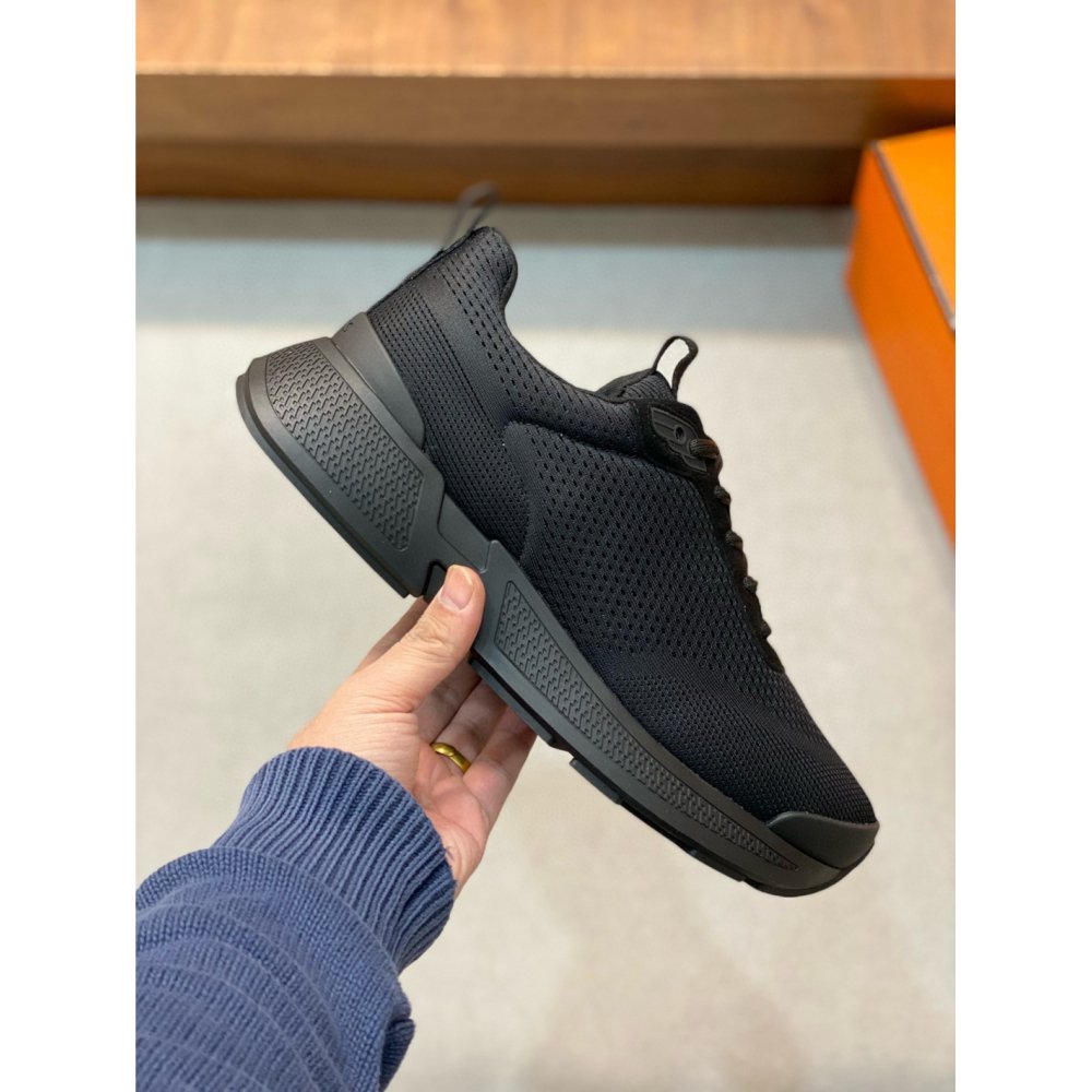Cheap Reps Hermes Heros Sneakers in Noir Technical Knit
