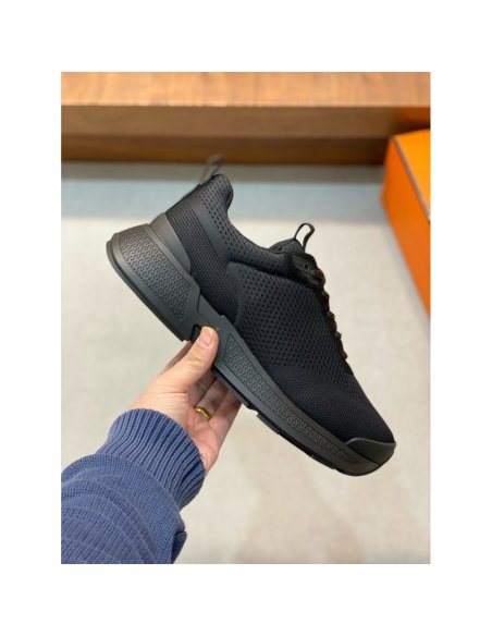 Cheap Reps Hermes Heros Sneakers in Noir Technical Knit