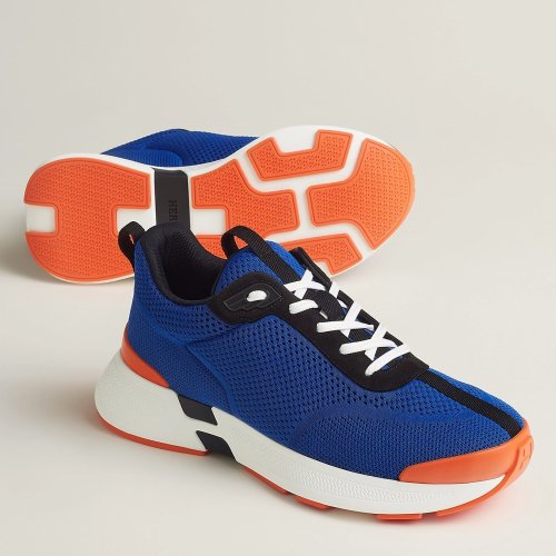 Cheap Reps Hermes Heros Sneakers in Blue Technical Knit