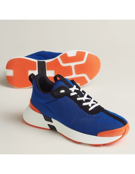 Cheap Reps Hermes Heros Sneakers in Blue Technical Knit