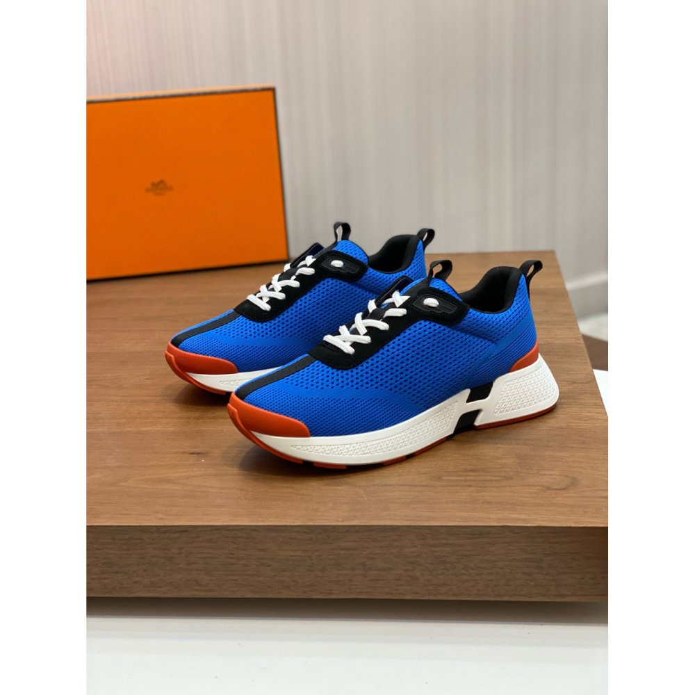 Cheap Reps Hermes Heros Sneakers in Blue Technical Knit